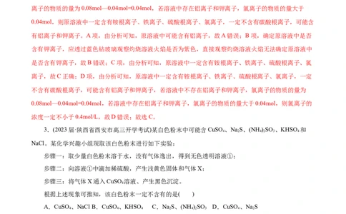 微练7离子的检验与推断（解析版）_05高考化学_新高考复习资料_2023年新高考资料_专项复习_2023年高考化学热点专项导航与精练（新高考专用）