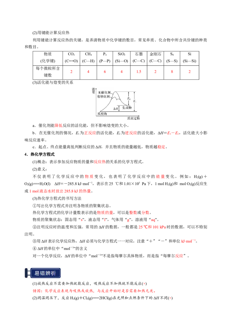 知识清单17化学反应的热效应-上好课2025年高考化学一轮复习知识清单（新高考专用）（解析版）_05高考化学_2025年新高考资料_一轮复习