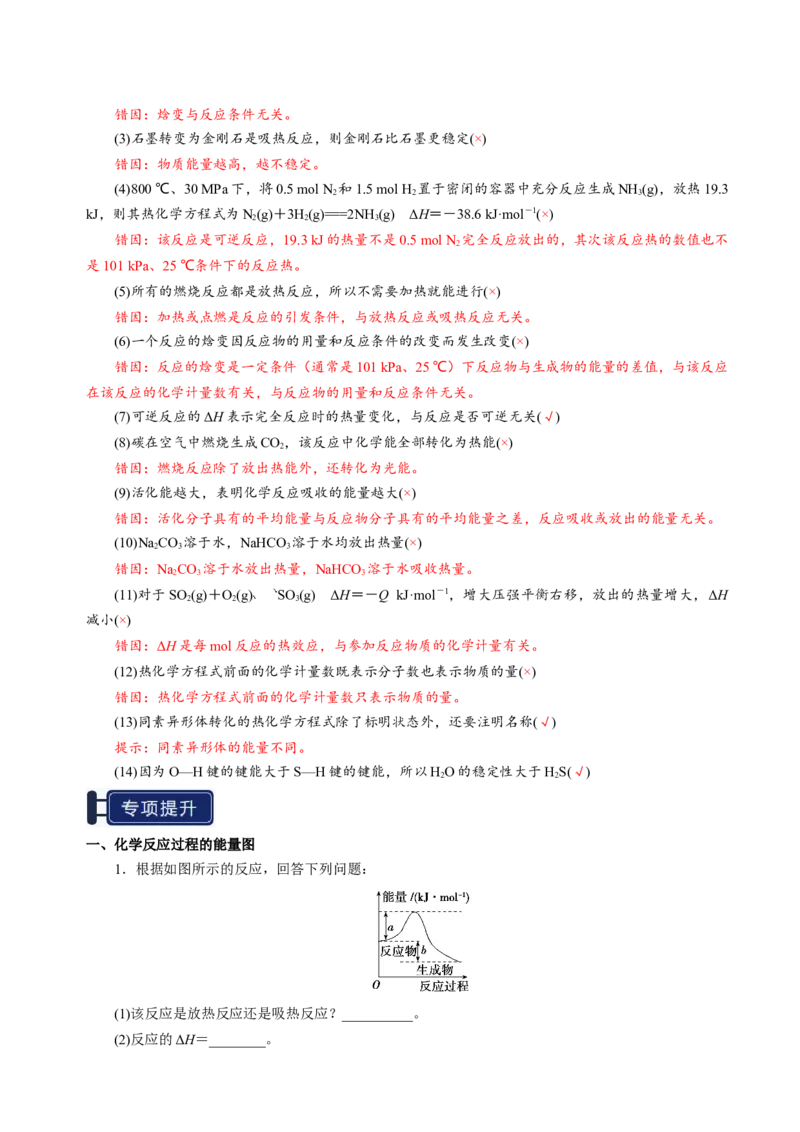 知识清单17化学反应的热效应-上好课2025年高考化学一轮复习知识清单（新高考专用）（解析版）_05高考化学_2025年新高考资料_一轮复习