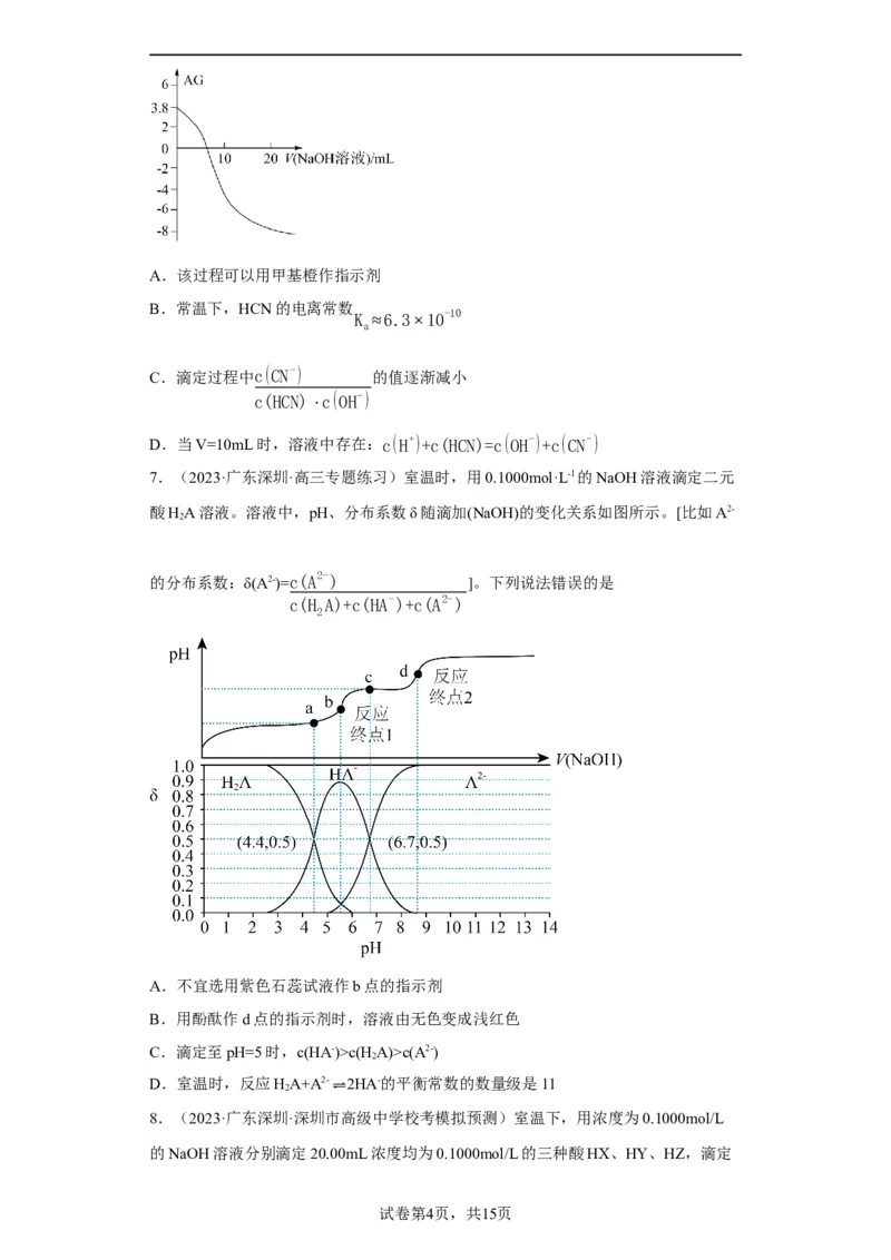 滴定前指示剂的选择（原卷版）_05高考化学_新高考复习资料_2024年新高考资料_一轮复习资料_2024届高三化学一轮复习&mdash;专项训练