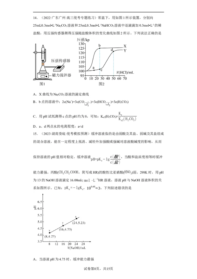 滴定前指示剂的选择（原卷版）_05高考化学_新高考复习资料_2024年新高考资料_一轮复习资料_2024届高三化学一轮复习&mdash;专项训练