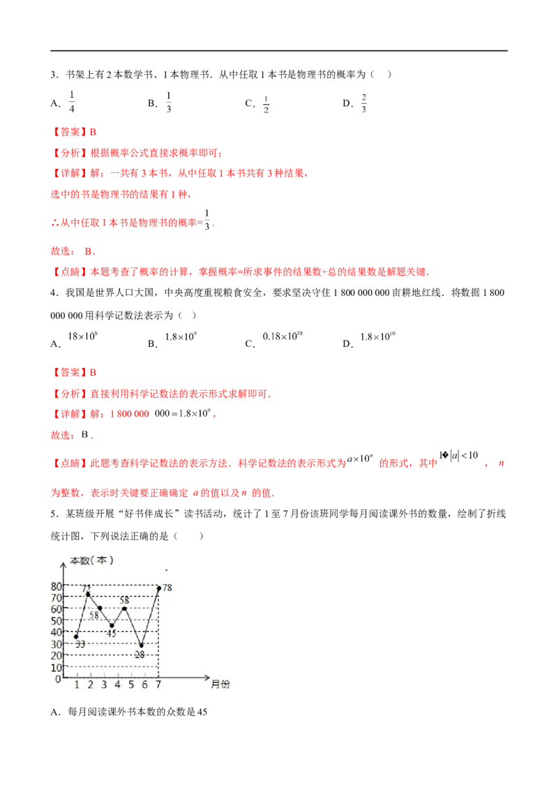 黄金卷2-赢在中考&middot;黄金8卷备战2023年中考数学全真模拟卷（广西专用）（解析版）_初中数学人教版_9下-初中数学人教版_10中考模拟卷