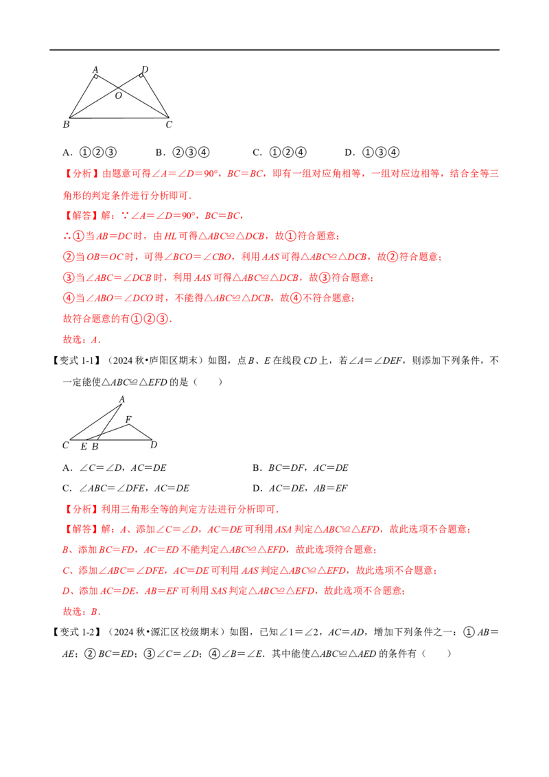 第14章专题2全等三角形的判定八大题型（解析版）_初中数学人教版_8上-初中数学人教版_2025秋季新人教版数学八上课件教案_07-章节专题讲义