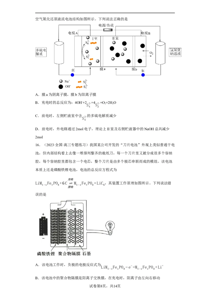 离子交换膜种类的判断（原卷版）_05高考化学_新高考复习资料_2024年新高考资料_一轮复习资料_2024届高三化学一轮复习&mdash;专项训练
