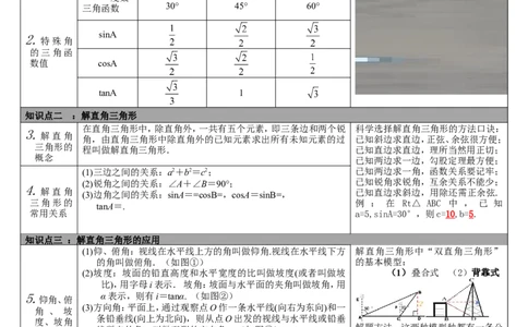 第18讲解直角三角形_初中数学人教版_9下-初中数学人教版_08知识点_中考知识点梳理（通用）_第四单元图形的初步认识与三角形