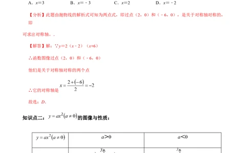 第2课时二次函数的图像与性质（1）-2022-2023学年九年级数学上册同步精品课堂知识清单＋例题讲解＋课后练习（人教版）（解析版）_初中数学人教版_9上-初中数学人教版_07专项讲练