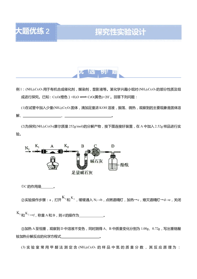 原创（新高考）2021届高三大题优练2探究性实验设计教师版_05高考化学_新高考复习资料_2021新高考资料_2021届（新高考）大题优练-化学