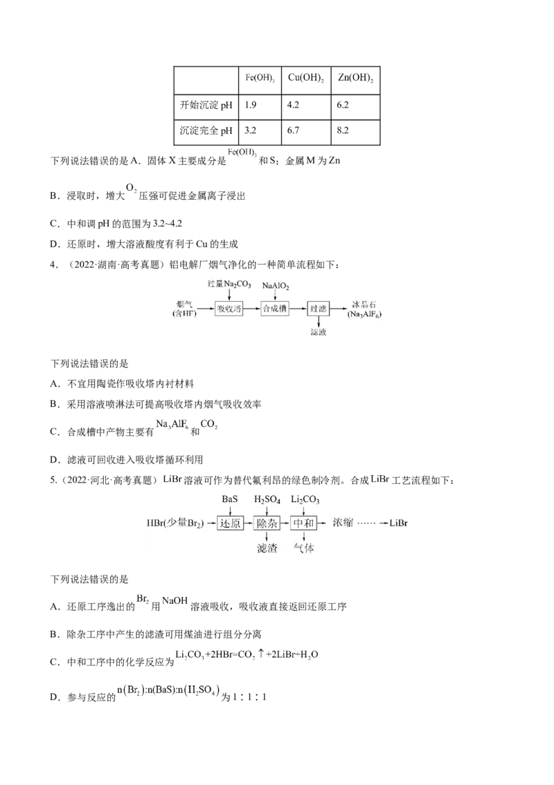 专题讲座（八）无机化工流程题的解题策略（练）-2023年高考化学一轮复习讲练测（全国通用）（原卷版）_05高考化学_通用版（老高考）复习资料_2023年复习资料_一轮复习