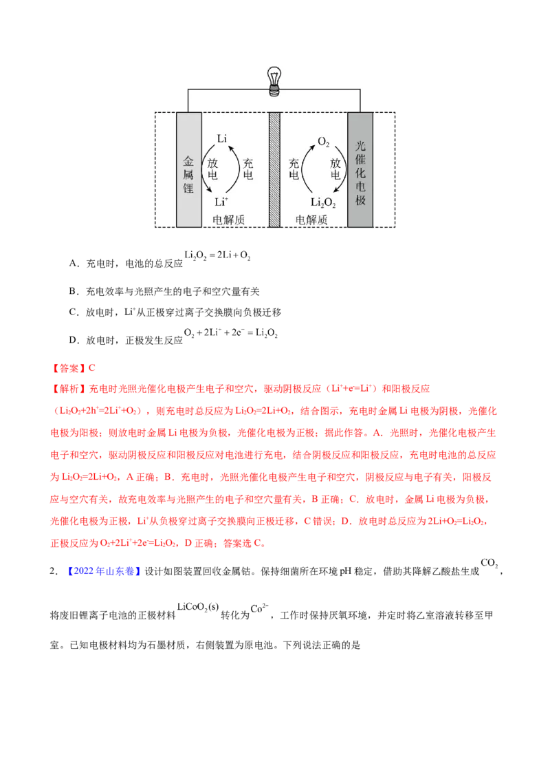 专题八原电池-冲刺2023年高考化学二轮复习核心考点逐项突破（解析版）_05高考化学_新高考复习资料_2023年新高考资料_二轮复习_冲刺2023年高考化学二轮复习核心考点逐项突破292229036