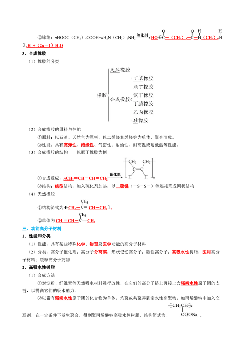 知识清单29+高分子化合物-口袋书2024年高考化学一轮复习知识清单_05高考化学_2024年新高考资料_1.2024一轮复习_2024年高考化学一轮复习知识清单