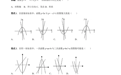 张颖人教版九年级数学上册教学案：22.1二次函数的图像和性质（学生版）_初中数学人教版_9上-初中数学人教版_05学案_导学案（第1套）