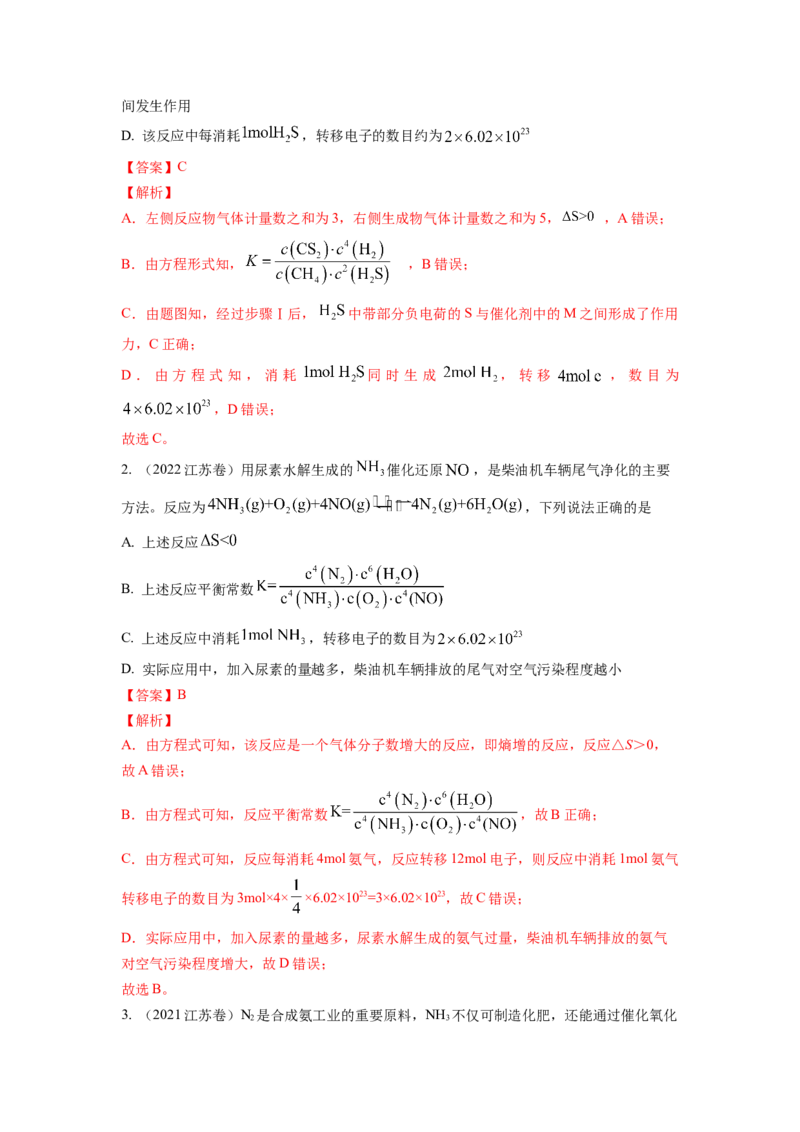 热点10化学反应的方向与限度（解析版）_05高考化学_2024年新高考资料_3.2024专项复习_2024年高考化学热点&middot;重点&middot;难点专练（江苏专用）