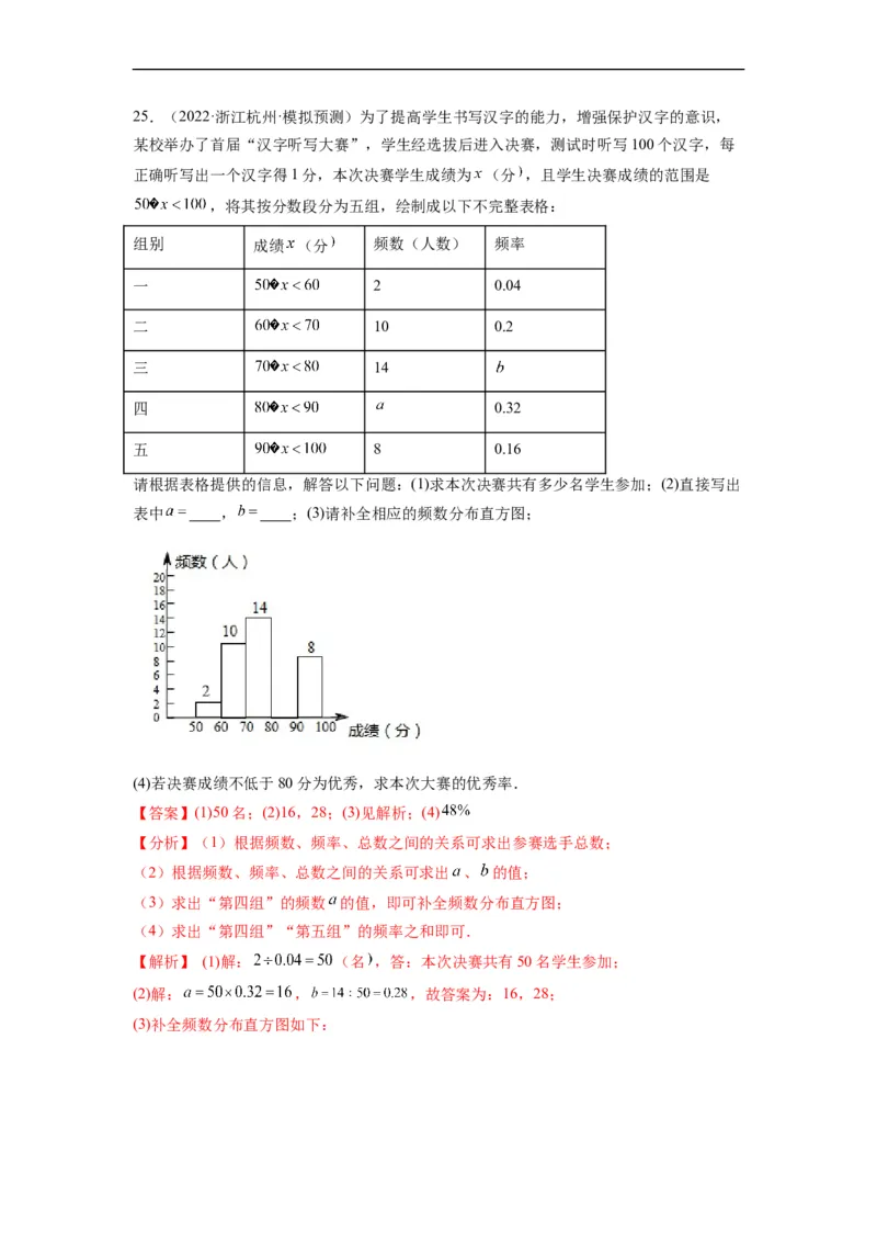 第十章数据的收集、整理与描述（选拔卷）-单元测试（人教版）（解析版）_初中数学人教版_7下-初中数学人教版_7下-初中数学人教版（旧版）赠送_06习题试卷_2单元测试