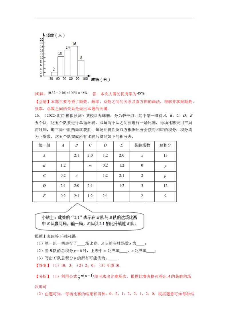 第十章数据的收集、整理与描述（选拔卷）-单元测试（人教版）（解析版）_初中数学人教版_7下-初中数学人教版_7下-初中数学人教版（旧版）赠送_06习题试卷_2单元测试