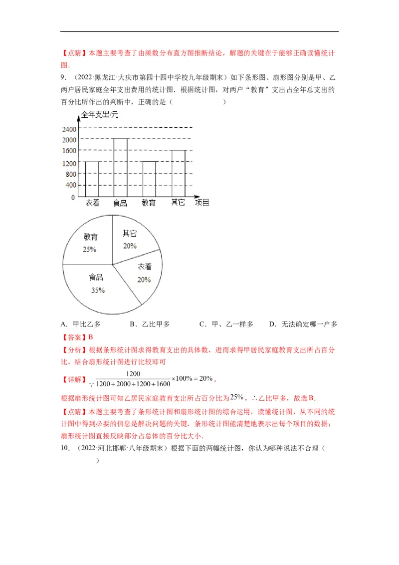 第十章数据的收集、整理与描述（选拔卷）-单元测试（人教版）（解析版）_初中数学人教版_7下-初中数学人教版_7下-初中数学人教版（旧版）赠送_06习题试卷_2单元测试