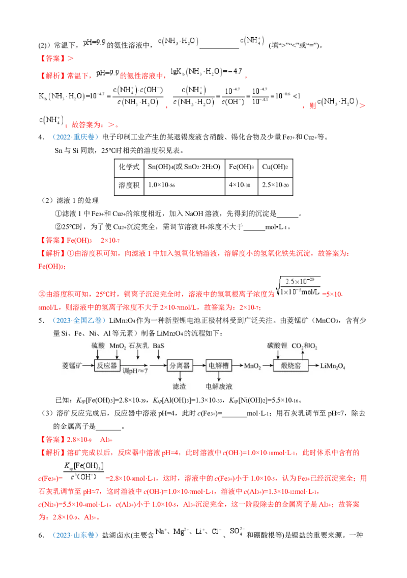 模板01四大平衡常数的综合应用(解析版)_05高考化学_2025年新高考资料_二轮复习_2025年高考化学答题技巧与模板构建338868722_第二部分主观题突破_化学工艺流程