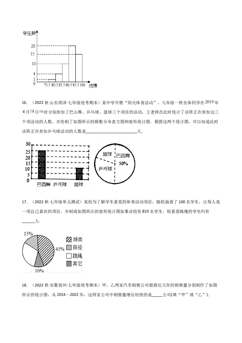 单元测试第十章数据的收集、整理与描述（B卷&middot;能力提升练）（原卷版）_new_初中数学人教版_7下-初中数学人教版_7下-初中数学人教版（旧版）赠送_06习题试卷_2单元测试