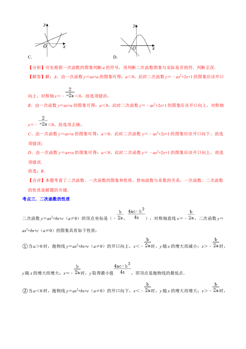 清单02二次函数（14个考点梳理+题型解读+核心素养提升+中考聚焦）（解析版）_初中数学人教版_9上-初中数学人教版_06习题试卷_7期中期末复习专题