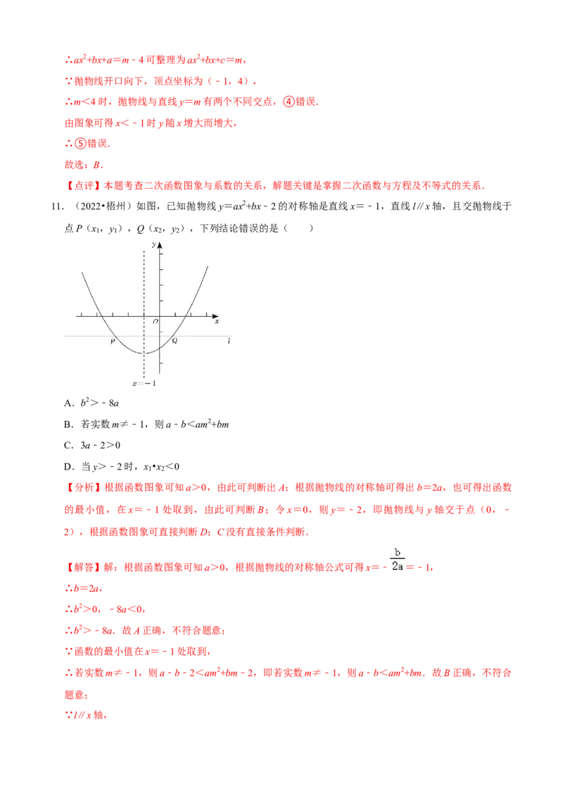 清单02二次函数（14个考点梳理+题型解读+核心素养提升+中考聚焦）（解析版）_初中数学人教版_9上-初中数学人教版_06习题试卷_7期中期末复习专题