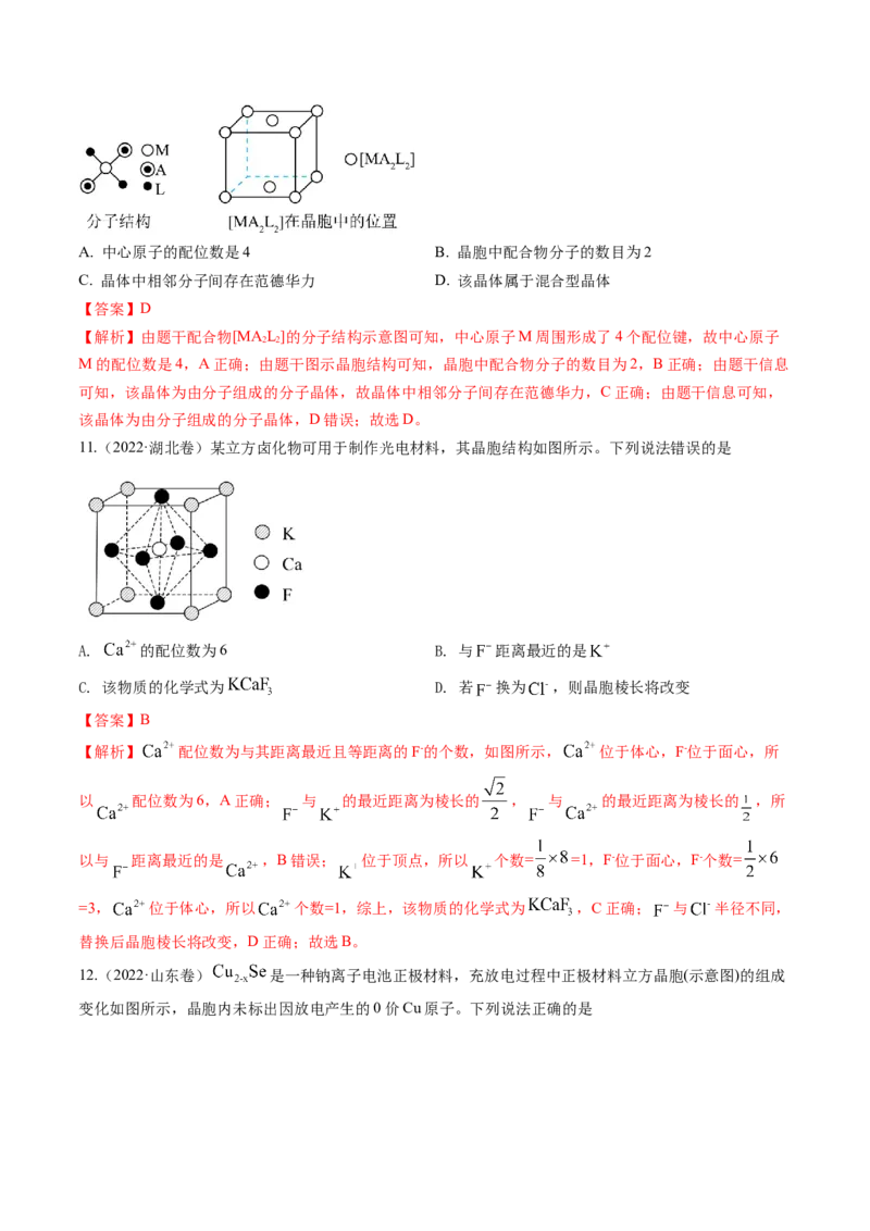 微考点晶胞计算（核心考点精讲精练）-备战2025年高考化学一轮复习考点帮（新高考通用）（解析版）_05高考化学_2025年新高考资料_一轮复习_备战2025年高考化学一轮复习考点帮
