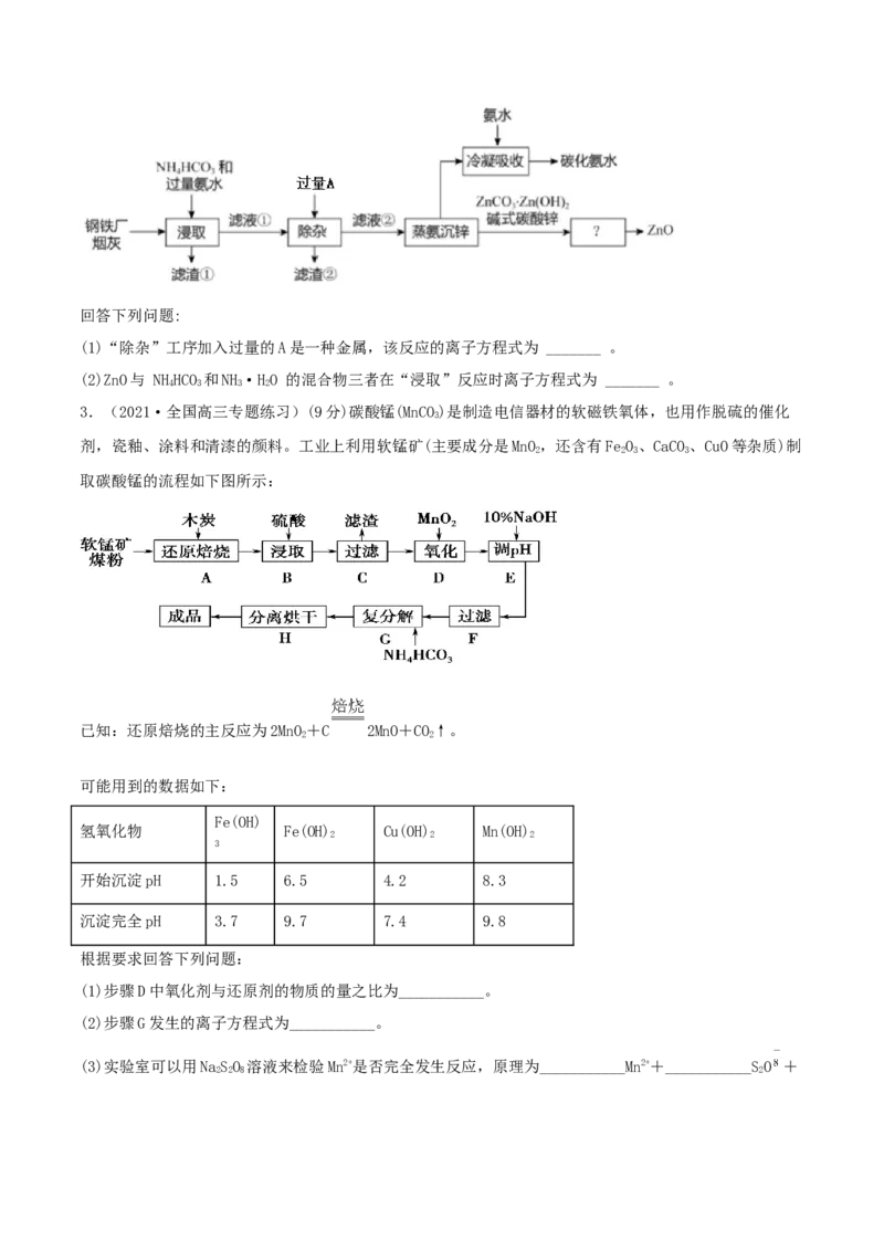 专题讲座（二）整合有效信息书写陌生化学（离子）方程式（精练）-2022年一轮复习讲练测（原卷版）_05高考化学_新高考复习资料_2022年新高考资料_2022年高考化学一轮复习讲练测