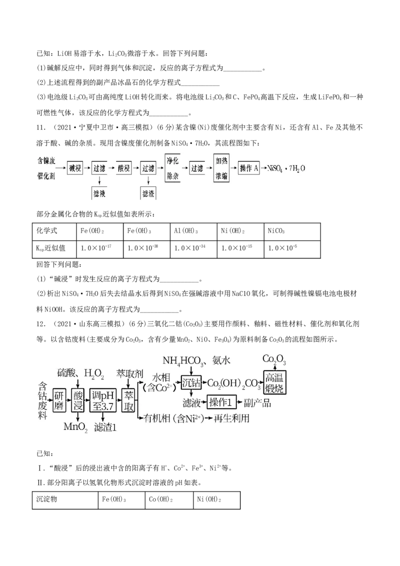 专题讲座（二）整合有效信息书写陌生化学（离子）方程式（精练）-2022年一轮复习讲练测（原卷版）_05高考化学_新高考复习资料_2022年新高考资料_2022年高考化学一轮复习讲练测