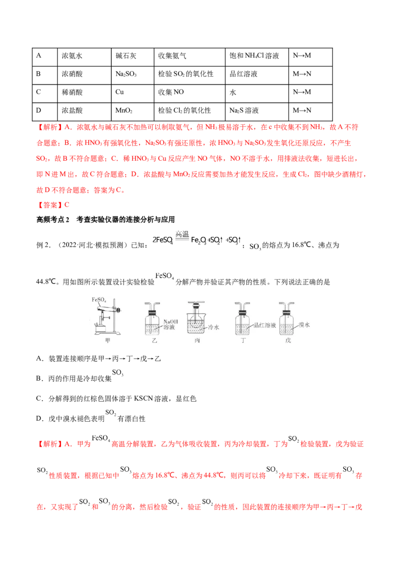 专题讲座（四）常见气体的实验室制备、净化和收集（讲）-2023年高考化学一轮复习讲练测（全国通用）（解析版）_05高考化学_通用版（老高考）复习资料_2023年复习资料_一轮复习