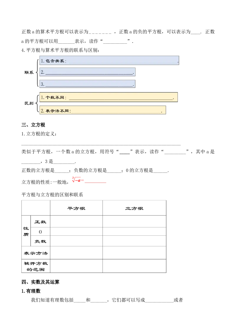 第六章实数章节复习（导学案）_初中数学人教版_7下-初中数学人教版_7下-初中数学人教版（旧版）赠送_01课件+教案（配套）_课件+教案+学案（第1套）_学案