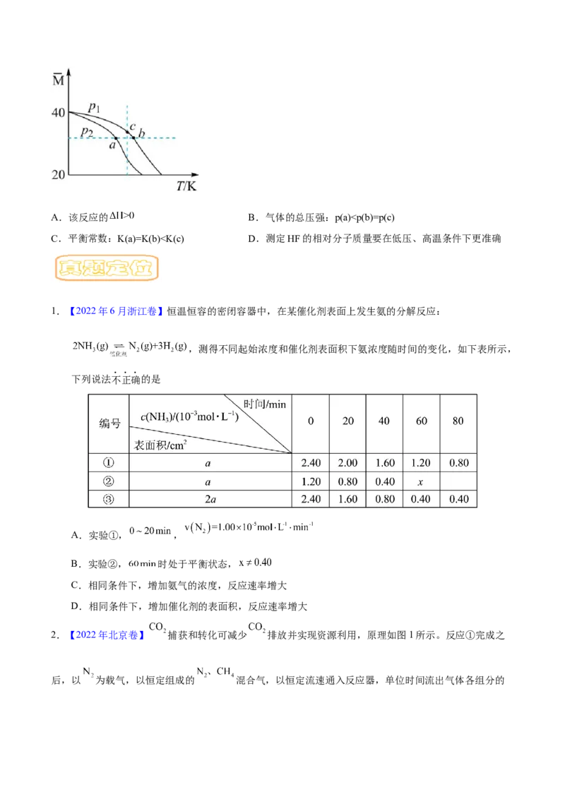 专题十二化学反应速率与化学平衡（专讲）-冲刺2023年高考化学二轮复习核心考点逐项突破（原卷版）_05高考化学_新高考复习资料_2023年新高考资料_二轮复习