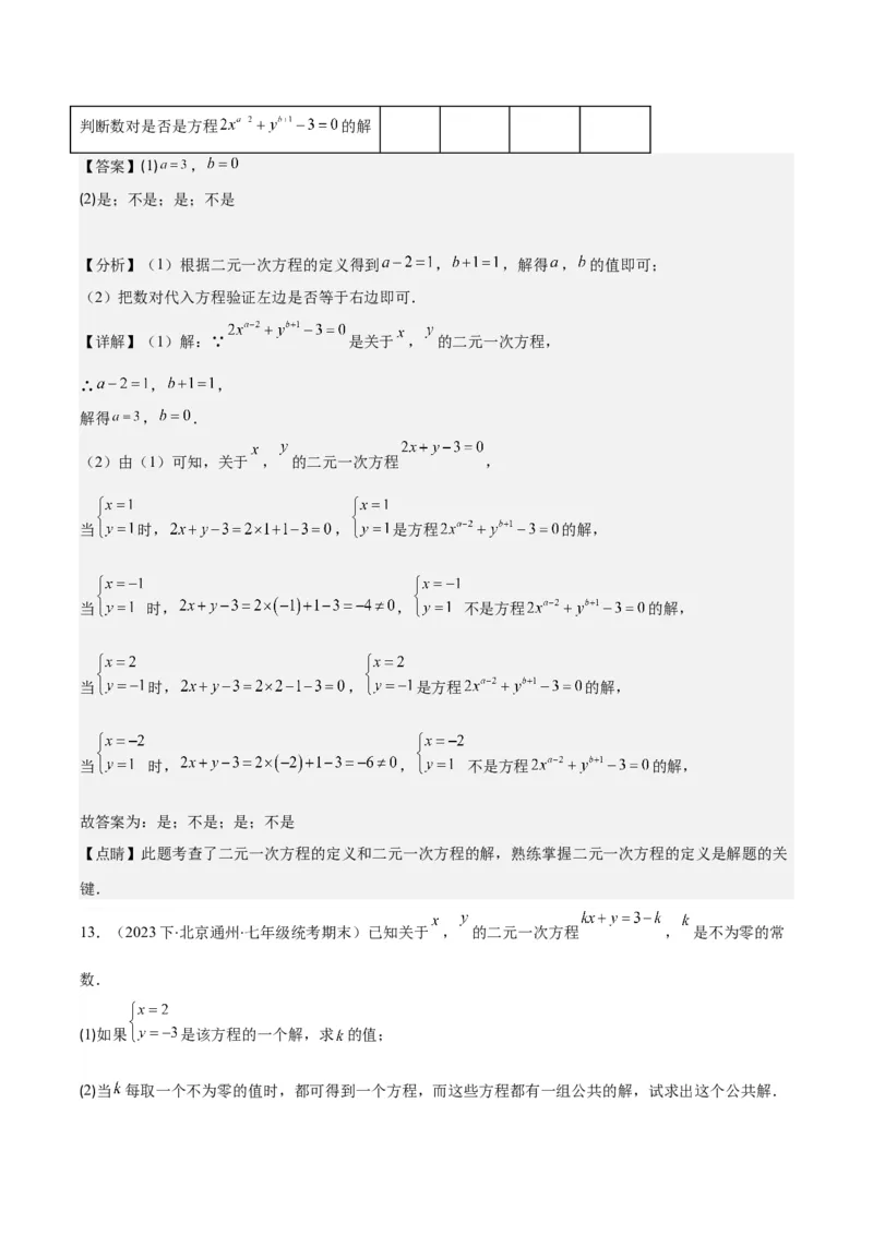 专题8.1二元一次方程(组)的定义与其解之八大考点(解析版)_初中数学人教版_7下-初中数学人教版_7下-初中数学人教版（旧版）赠送_07专项讲练