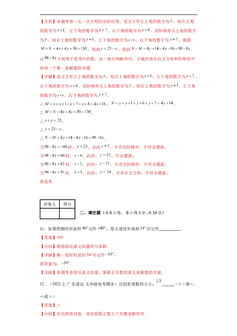 期末综合测试（解析版）_初中数学人教版_7上-初中数学人教版_7上-初中数学人教版（旧版）赠送_07专项讲练_划重点2023-2024学年七年级数学上册同步讲与练（人教版）