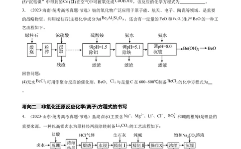 热点01陌生化学(离子)方程式的书写-2024年高考化学热点&middot;重点&middot;难点专练（新高考专用）（原卷版）_05高考化学_新高考复习资料_2024年新高考资料_❤专项复习资料