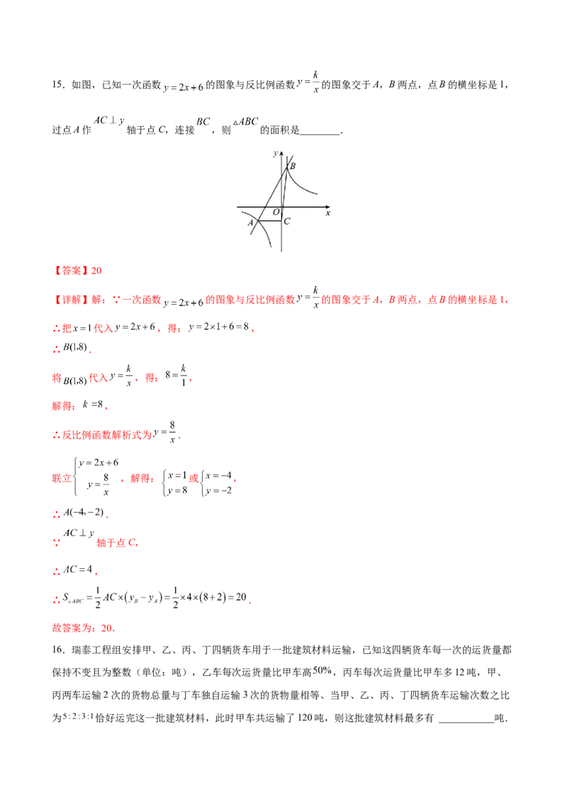 第26章反比例函数（能力挑战卷）（解析版）_new_初中数学人教版_9下-初中数学人教版_06习题试卷_2单元测试_单元测试（第4套）