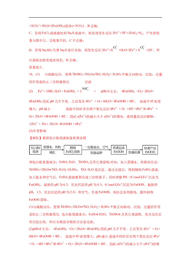 易错点06铁及其化合物-备战2023年高考化学考试易错题（解析版）_05高考化学_通用版（老高考）复习资料_2023年复习资料_专项复习_备战2023年高考化学考试易错题（全国通用）