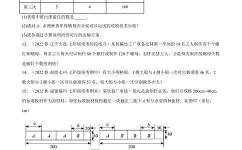 专题8.8二元一次方程组的应用（1）分配与和差倍分大题专练（重难点培优30题）-拔尖特训2023培优（原卷版）人教版_初中数学人教版_7下-初中数学人教版_07专项讲练