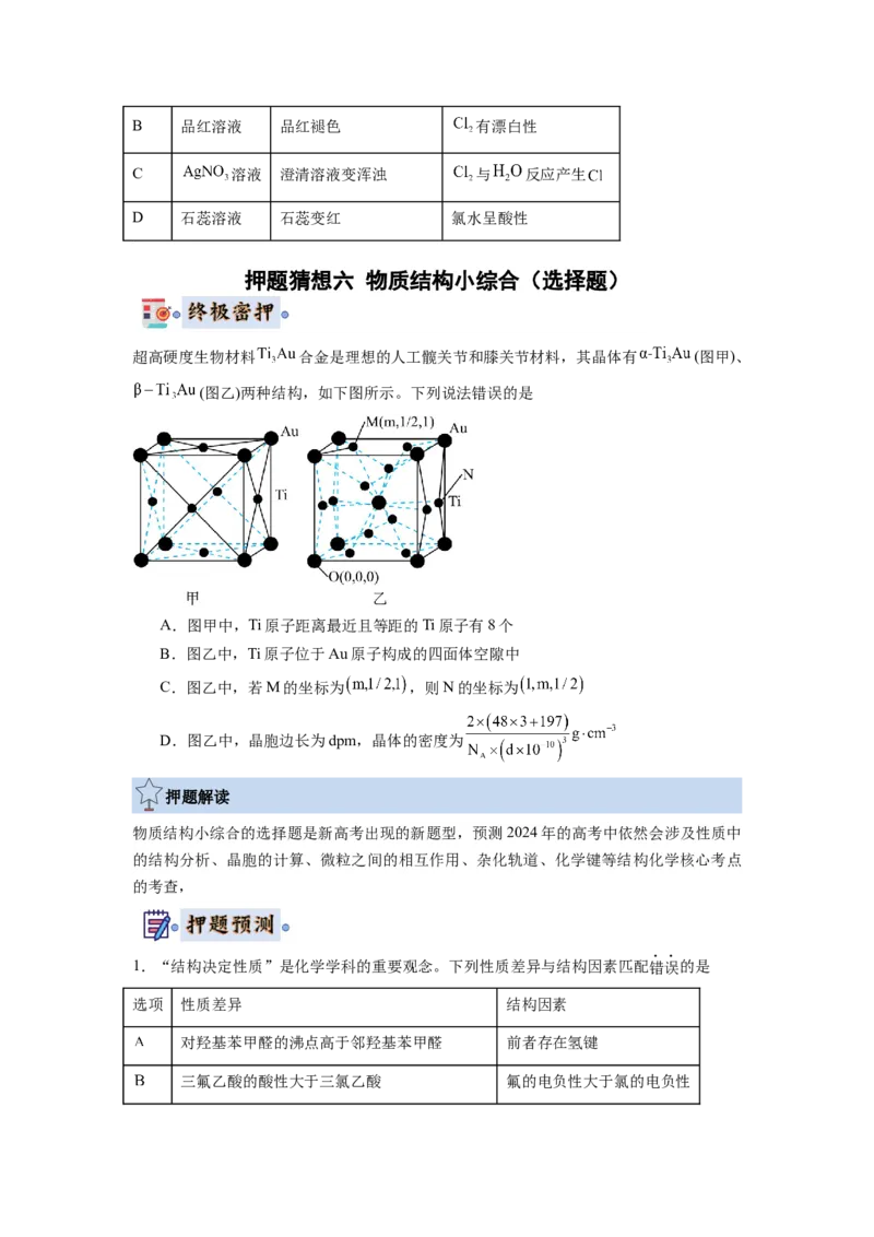 化学-2024年高考终极押题猜想（原卷版）_05高考化学_2024年新高考资料_5.2024三轮冲刺_化学-2024年高考终极押题猜想