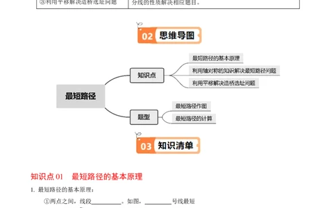 第06讲课题学习：最短路径问题（3个知识点+2类热点题型讲练+习题巩固）（学生版）_初中数学_八年级数学上册（人教版）_同步讲义-U18_2025版