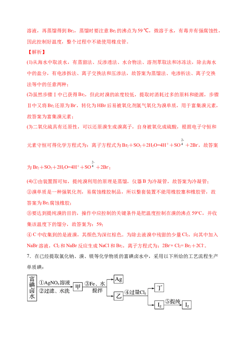 微专题20海水资源的综合利用（提取溴和碘）-备战2022年高考化学考点微专题（解析版）_05高考化学_新高考复习资料_2022年新高考资料_备战2022年高考化学考点微专题