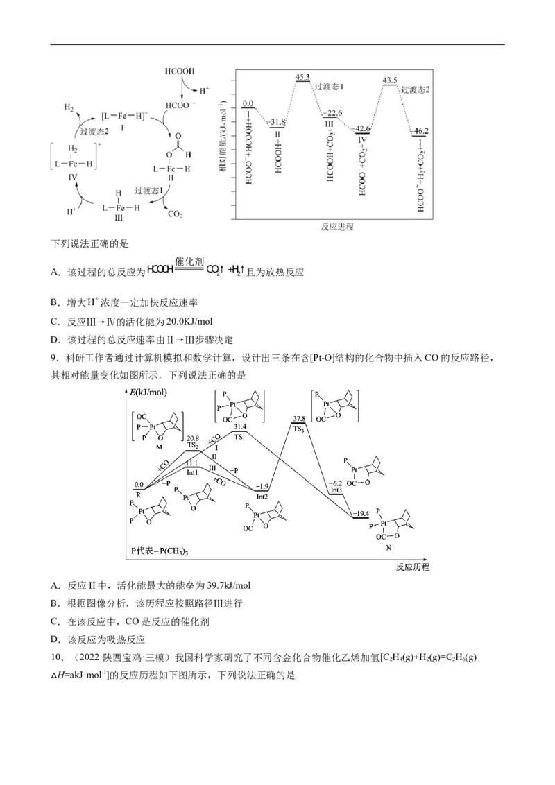 热点05反应机理图和能量历程图（原卷版）_05高考化学_新高考复习资料_2023年新高考资料_专项复习_2023年高考化学热点&middot;重点&middot;难点专练（新高考专用）