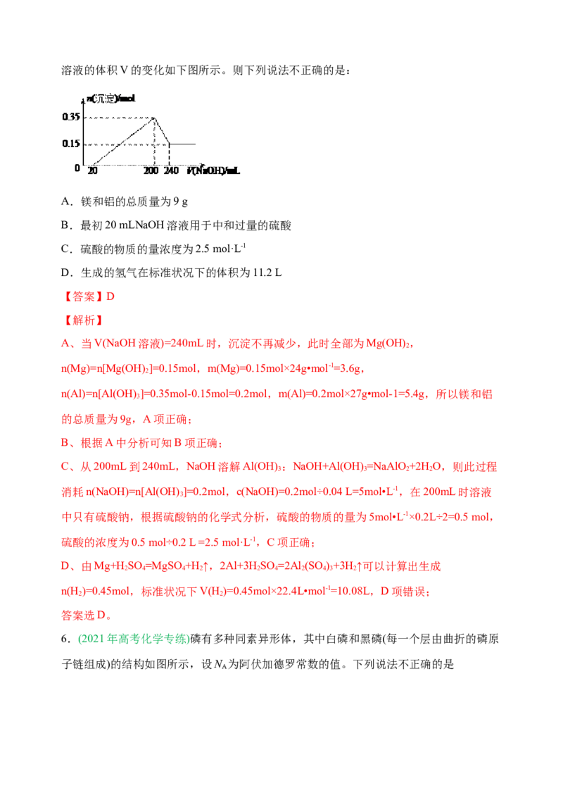 微专题02以物质的量为中心的计算-备战2022年高考化学考点微专题（解析版）_05高考化学_新高考复习资料_2022年新高考资料_备战2022年高考化学考点微专题
