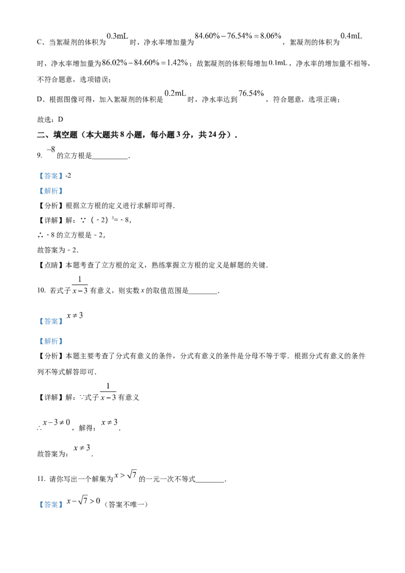 精品解析：2024年青海省中考题数学试题（解析版）_new_初中数学人教版_9下-初中数学人教版_09中考真题_2024中考数学真题