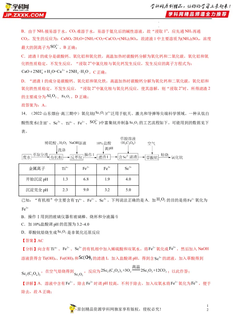 热点04无机化工微流程（解析版）_05高考化学_新高考复习资料_2023年新高考资料_专项复习_2023年高考化学热点&middot;重点&middot;难点专练（新高考专用）_26