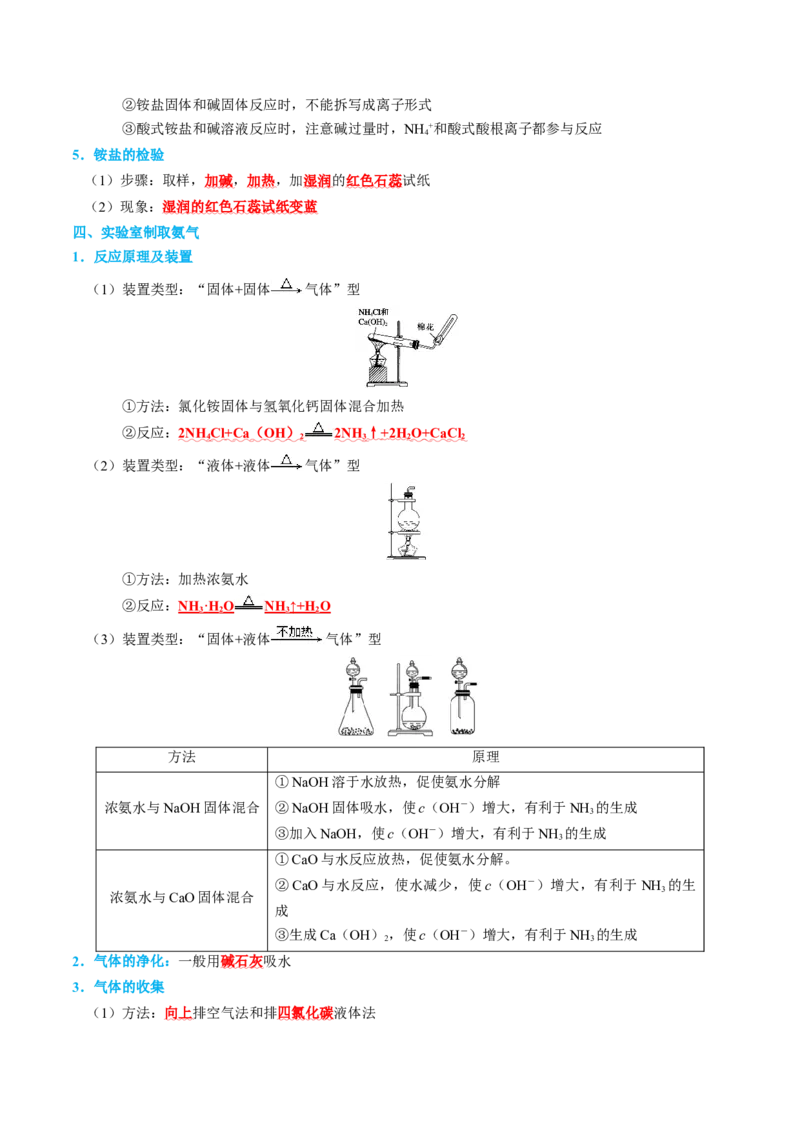 知识清单13++氮及其重要化合物-口袋书2024年高考化学一轮复习知识清单_05高考化学_2024年新高考资料_1.2024一轮复习_2024年高考化学一轮复习知识清单