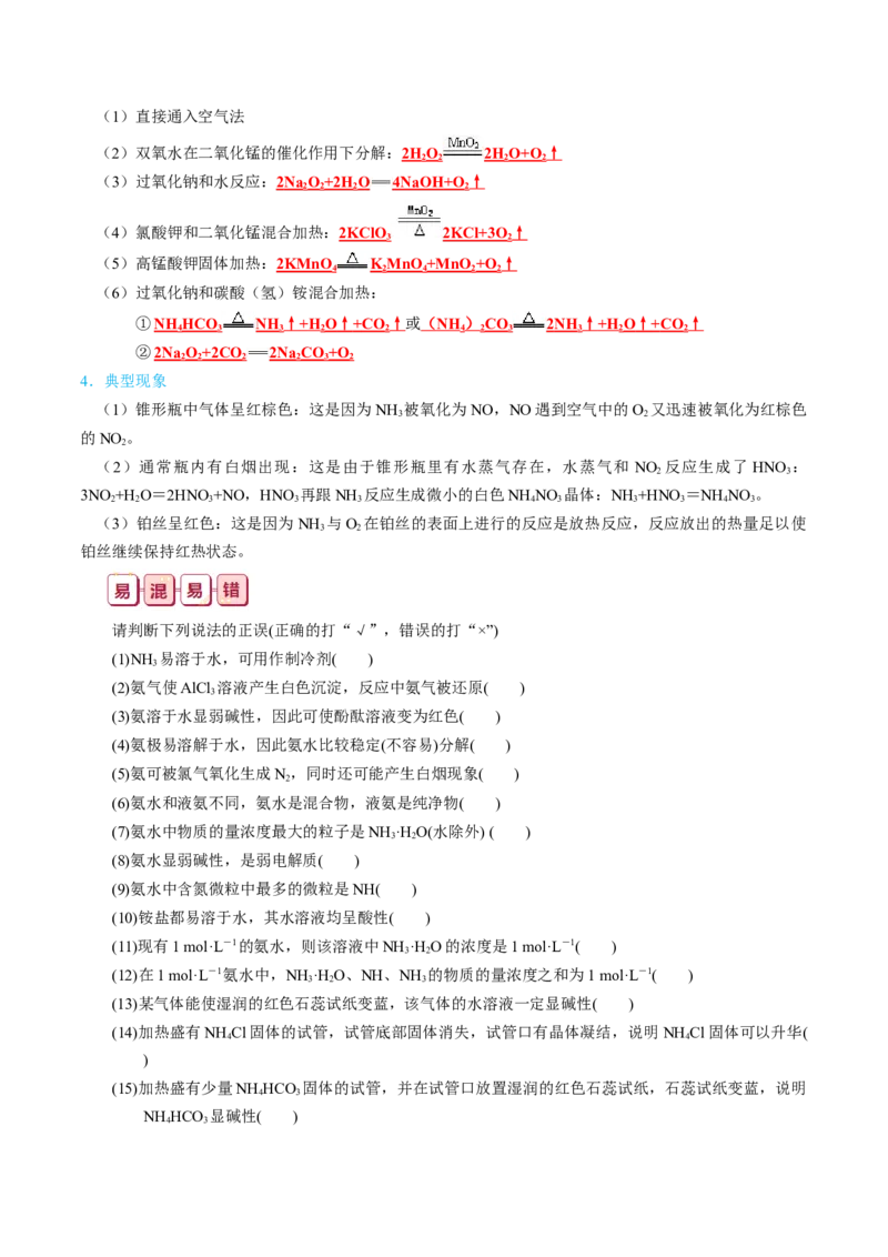 知识清单13++氮及其重要化合物-口袋书2024年高考化学一轮复习知识清单_05高考化学_2024年新高考资料_1.2024一轮复习_2024年高考化学一轮复习知识清单