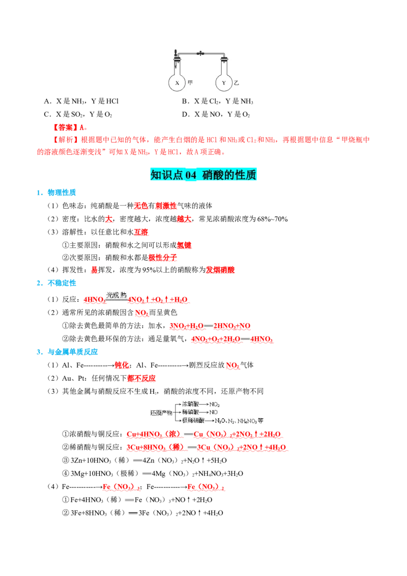知识清单13++氮及其重要化合物-口袋书2024年高考化学一轮复习知识清单_05高考化学_2024年新高考资料_1.2024一轮复习_2024年高考化学一轮复习知识清单