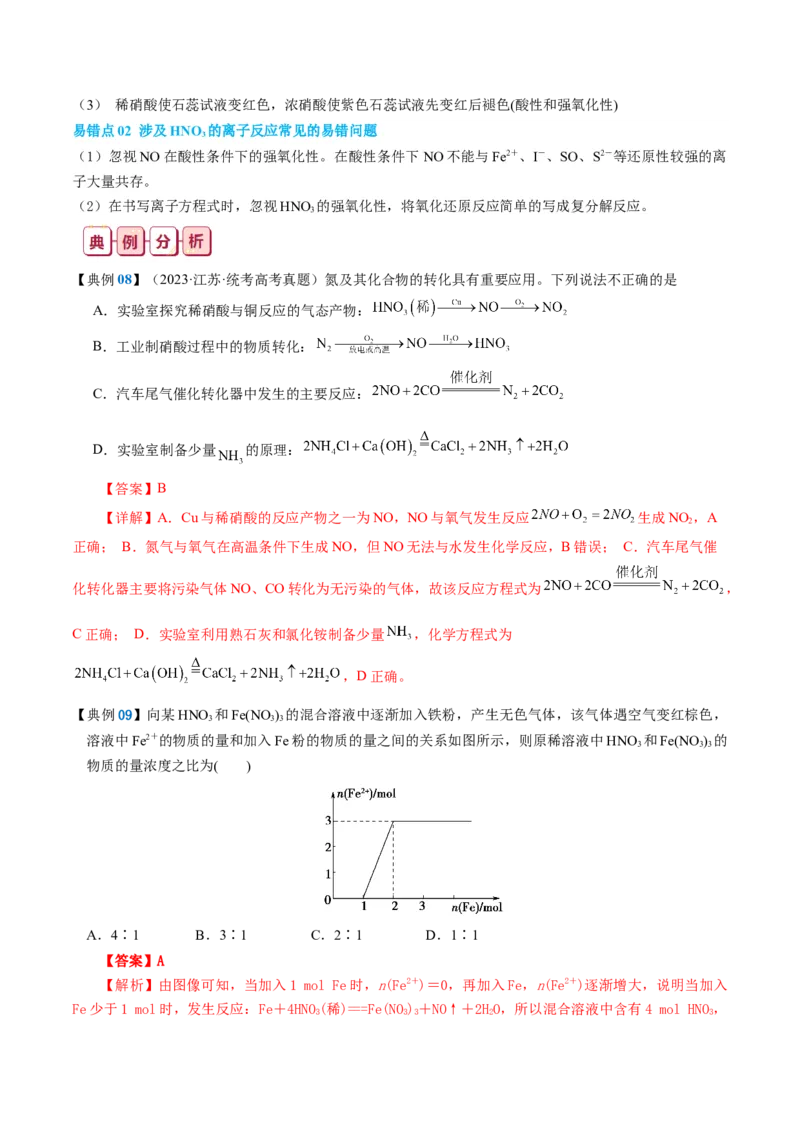 知识清单13++氮及其重要化合物-口袋书2024年高考化学一轮复习知识清单_05高考化学_2024年新高考资料_1.2024一轮复习_2024年高考化学一轮复习知识清单