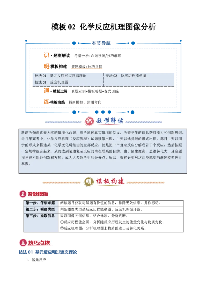 模板02化学反应机理图像分析(解析版)_05高考化学_2025年新高考资料_二轮复习_2025年高考化学答题技巧与模板构建338868722_第一部分选择题突破
