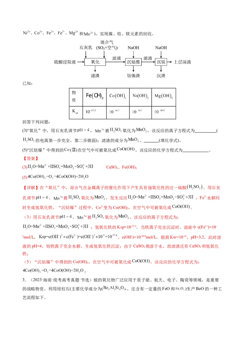 热点01陌生化学(离子)方程式的书写-2024年高考化学热点&middot;重点&middot;难点专练（新高考专用）（解析版）_05高考化学_2024年新高考资料_3.2024专项复习
