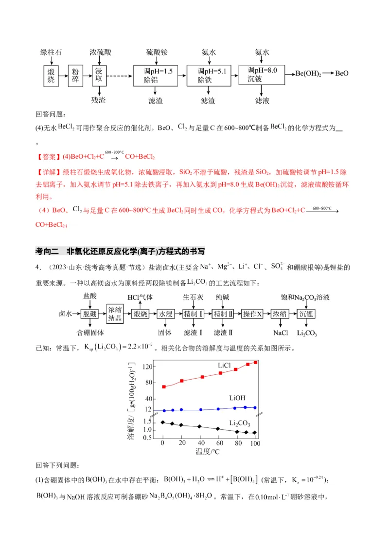 热点01陌生化学(离子)方程式的书写-2024年高考化学热点&middot;重点&middot;难点专练（新高考专用）（解析版）_05高考化学_2024年新高考资料_3.2024专项复习