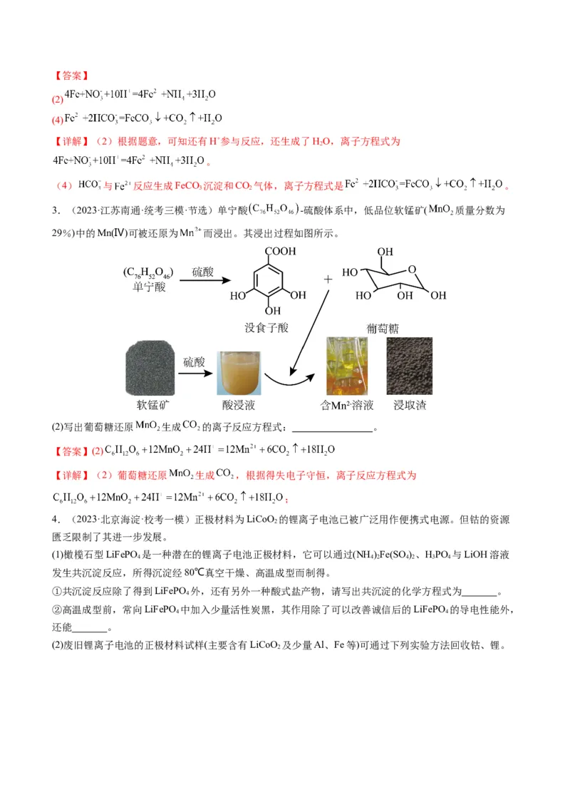 热点01陌生化学(离子)方程式的书写-2024年高考化学热点&middot;重点&middot;难点专练（新高考专用）（解析版）_05高考化学_2024年新高考资料_3.2024专项复习
